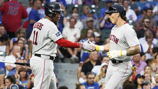 Boston Red Sox's Jarren Duran, Rafael Devers